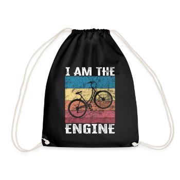 I'm the engine - funny bike saying - Drawstring Bag - black - Front