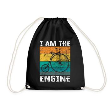 I'm the engine - funny bike saying - Drawstring Bag - black - Front