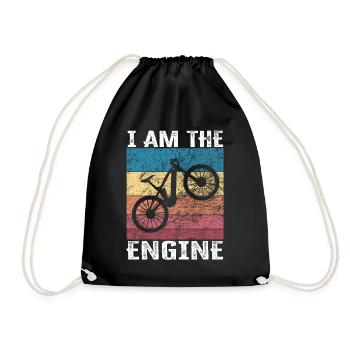 I'm the engine - funny bike saying - Drawstring Bag - black - Front