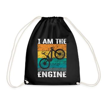 I'm the engine - funny bike saying - Drawstring Bag - black - Front