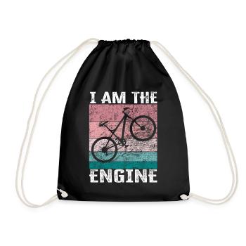 I'm the engine - funny bike saying - Drawstring Bag - black - Front