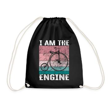 I'm the engine - funny bike saying - Drawstring Bag - black - Front
