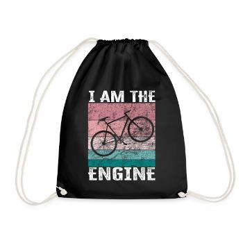I'm the engine - funny bike saying - Drawstring Bag - black - Front