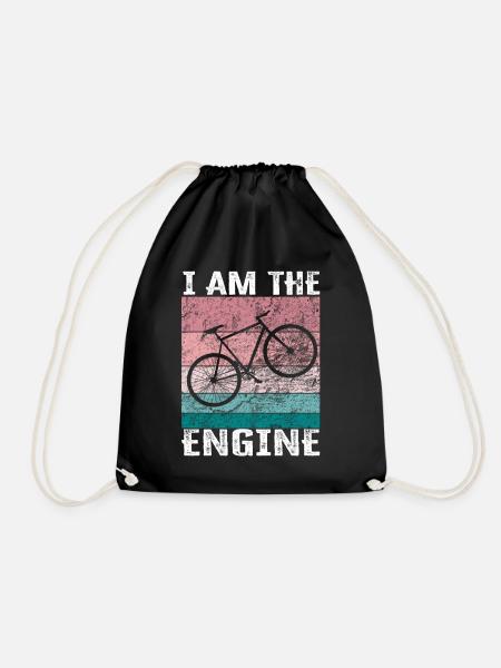 I'm the engine - funny bike saying - Drawstring Bag - black
