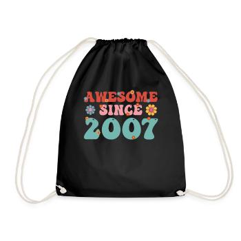 Brilliant since 2007 Groovy Birthday - Drawstring Bag - black - Front