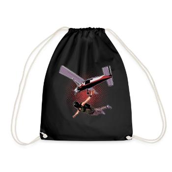 Skydiving Parachutists Parachute - Drawstring Bag - black - Front