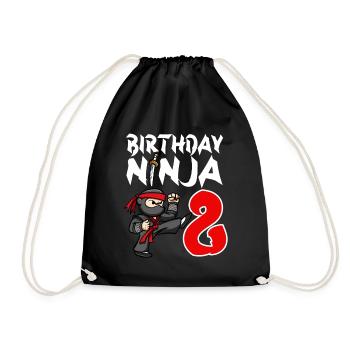 Birthday Party 8 Years Old Japanese Ninja Birthday - Drawstring Bag - black - Front