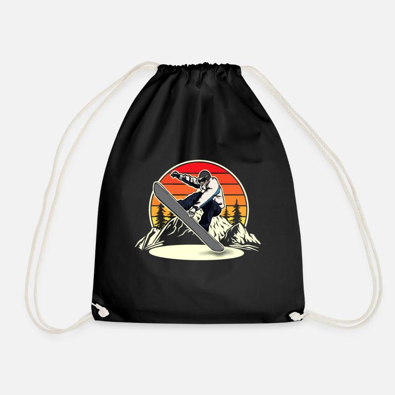 Snowboard Snowboarding Snowboarder - Drawstring Bag - black