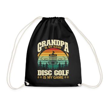 Grandpa Is My Name Disc Golf Is My Game - Turnbeutel - Schwarz - Vorne