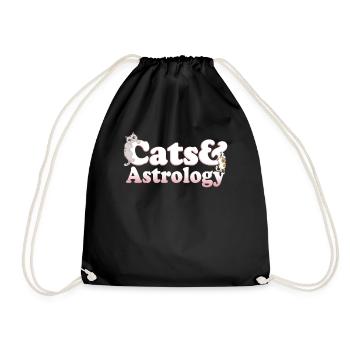 Cute Kawaii Cats And Astrology Women's Cat and - Drawstring Bag - black - Front
