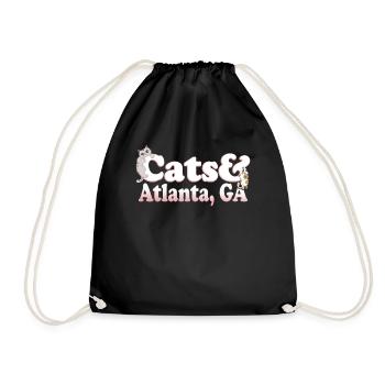 Cute Kawaii Cats And Atlanta, GA Women's Cat and - Drawstring Bag - black - Front