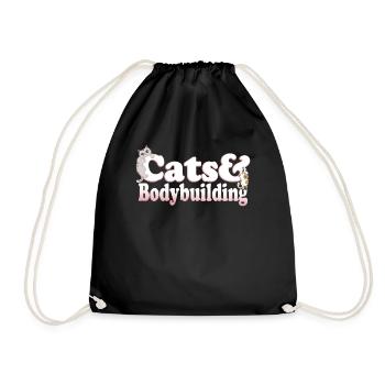 Chats mignons de Kawaii et chat de femmes de culturisme et - Sac de sport léger - noir - Devant