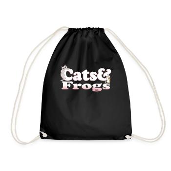 Cute Kawaii Cats And Frogs Women's Cat and Frogs - Turnbeutel - Schwarz - Vorne