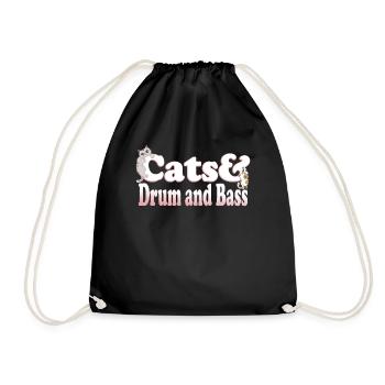 Chats Kawaii mignons et tambour et basse chat féminin et - Sac de sport léger - noir - Devant
