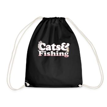 Chats mignons de Kawaii et chat de femmes de pêche et - Sac de sport léger - noir - Devant