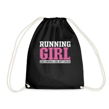 Womens Running Girl Like A Normal Girl But Cooler - Drawstring Bag - black - Front