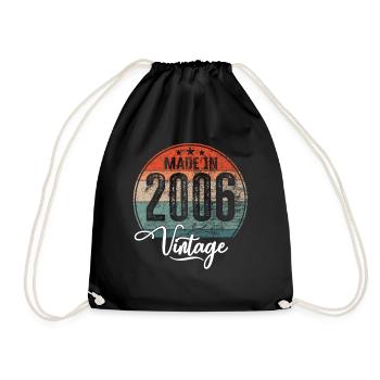 Vintage Made in 2006 Year of Birth 2006 Birthday - Drawstring Bag - black - Front