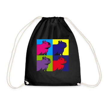 Capybara Rodent Animal Colorful Capybaras - Drawstring Bag - black - Front