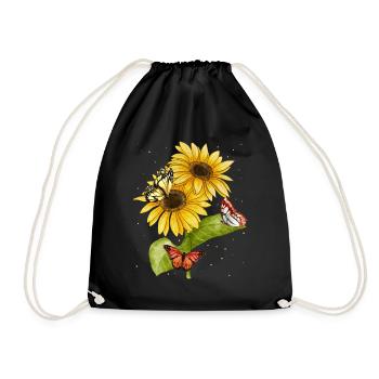 Beautiful Butterflies Sunflower Women Garden - Drawstring Bag - black - Front