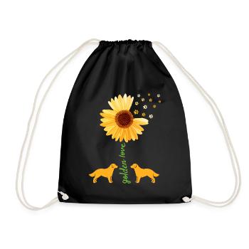 Golden Retriever Sonnenblume Frauen Hund Mutter - Turnbeutel - Schwarz - Vorne