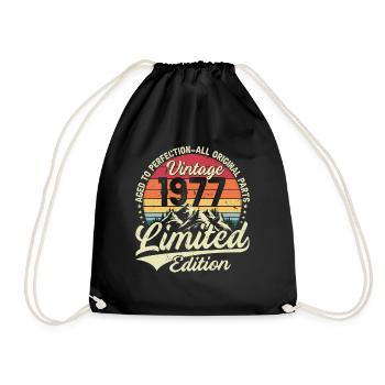 Vintage 1977 Limited Edition Birthday Gift - Drawstring Bag - black - Front