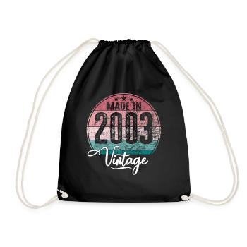 Vintage Made in 2003 Year of birth 2003 Birthday - Drawstring Bag - black - Front