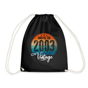 Vintage Made in 2003 Year of birth 2003 Birthday - Drawstring Bag - black - Front