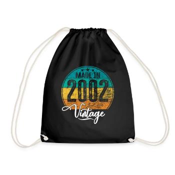 Vintage Made in 2002 Year of birth 2002 Birthday - Drawstring Bag - black - Front