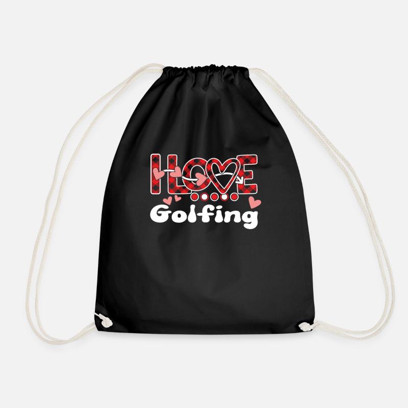 I Love Golfing Girls Golfing - Drawstring Bag - black