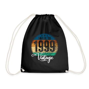 Vintage Made in 1999 Geburtsjahr 1999 Geburtstag - Turnbeutel - Schwarz - Vorne