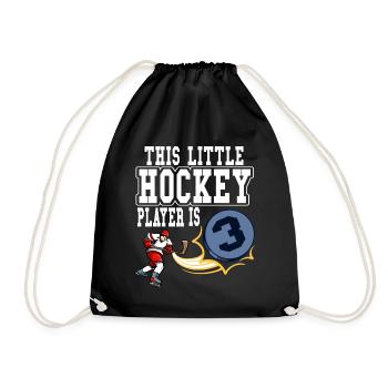 Ice Hockey Little Hockey Player Is 3 Birthday - Drawstring Bag - black - Front