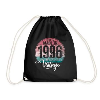 Vintage Made in 1996 Year of Birth 1996 Birthday - Drawstring Bag - black - Front