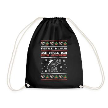 Petri Klaus Ich Angle Mir Mein Geschenk Angler - Turnbeutel - Schwarz - Vorne