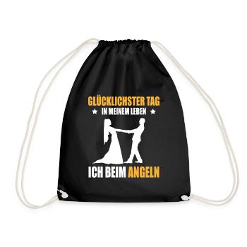 Angler Hochzeit Glücklichster Tag Ich Beim Angeln - Turnbeutel - Schwarz - Vorne