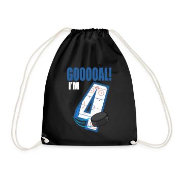 Ice Hockey Goal I'm 4 Hockey Player Birthday - Drawstring Bag - black - Front