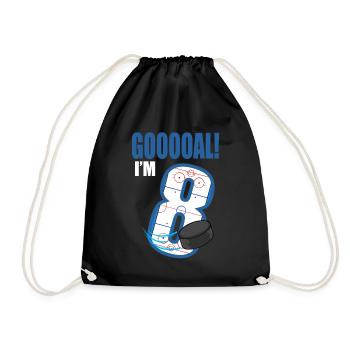 Ice Hockey Goal I'm 8 Hockey Player Birthday - Drawstring Bag - black - Front