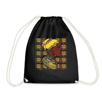 Kente Headgear African woman - Drawstring Bag - black - Front