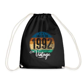 Vintage Made in 1992 Year of birth 1992 Birthday - Drawstring Bag - black - Front