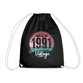Millésime Fabriqué en 1991 Année de naissance 1991 Anniversaire - Sac de sport léger - noir - Devant