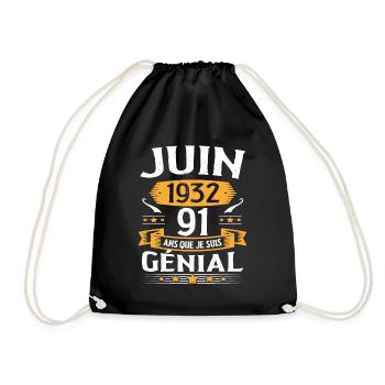 Juin 1932 91 Ans Que Je Suis Génial Anniversaire - Sac de sport léger - noir - Devant