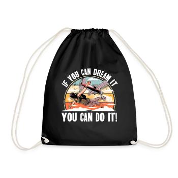 Skydiving Parachuting Parachute - Drawstring Bag - black - Front