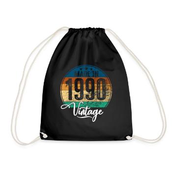 Vintage Made in 1990 Year of Birth 1990 Birthday - Drawstring Bag - black - Front