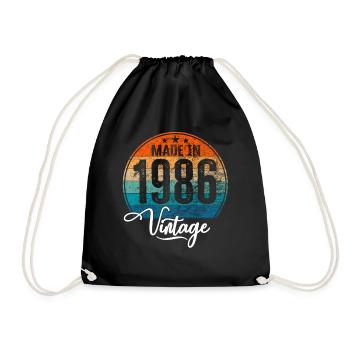 Millésime Fabriqué en 1986 Année de naissance 1986 Anniversaire - Sac de sport léger - noir - Devant