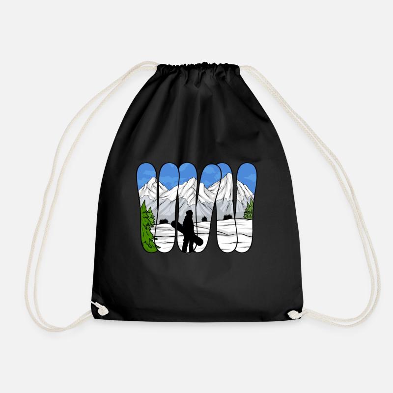 Snowboarding Snowboard Snowboarder - Drawstring Bag - black