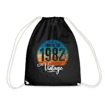 Vintage Made in 1982 Year of birth 1982 Birthday - Drawstring Bag - black - Front