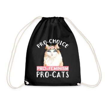 Pro-Choice Katze Feminismus Frauen Rechte - Turnbeutel - Schwarz - Vorne