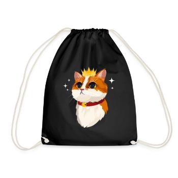 Cat Crown Girl Women Cute Feline - Drawstring Bag - black - Front