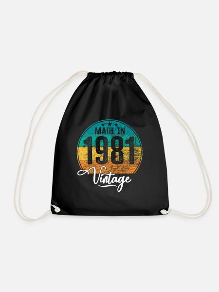 Vintage Made in 1981 Geburtsjahr 1981 Geburtstag - Turnbeutel - Schwarz