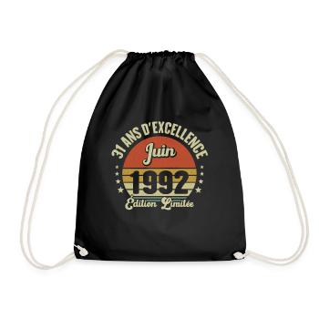 Juin 1992 31 Ans Anniversaire Vintage Idée Cadeau - Sac de sport léger - noir - Devant