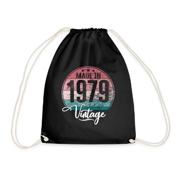 Vintage Made in 1979 Geburtsjahr 1979 Geburtstag - Turnbeutel - Schwarz - Vorne